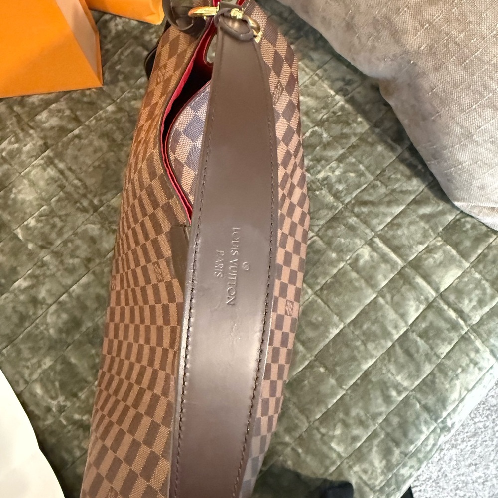 Louis Vuitton Damier Ebene Checker Shoulder Tote - Brown with Gold Hardware - Picture 3 of 8